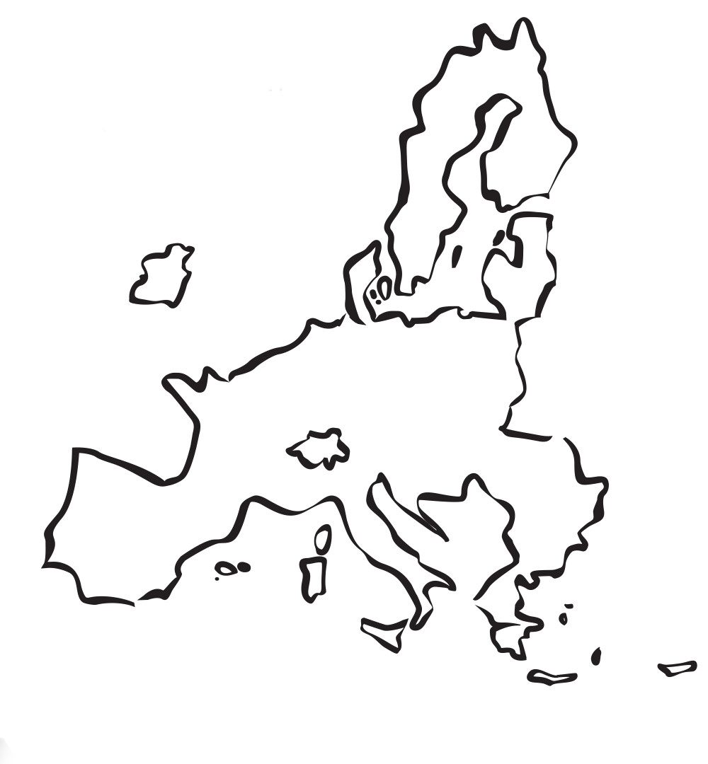 Mappa d'Europa o rete distribuita di nodi